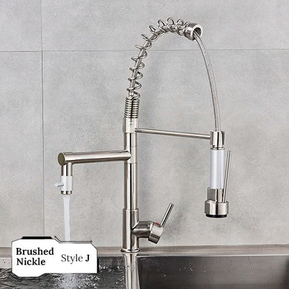 DecorBites™ Brass Kitchen Faucet Spring Swivel Spout Hot Cold Water Mixer Taps