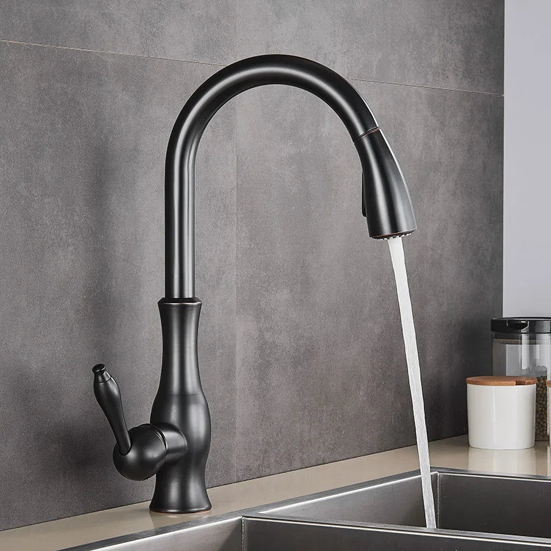 DecorBites™ Gold Swivel Spout Kitchen Faucet with Pull Down Sprayer