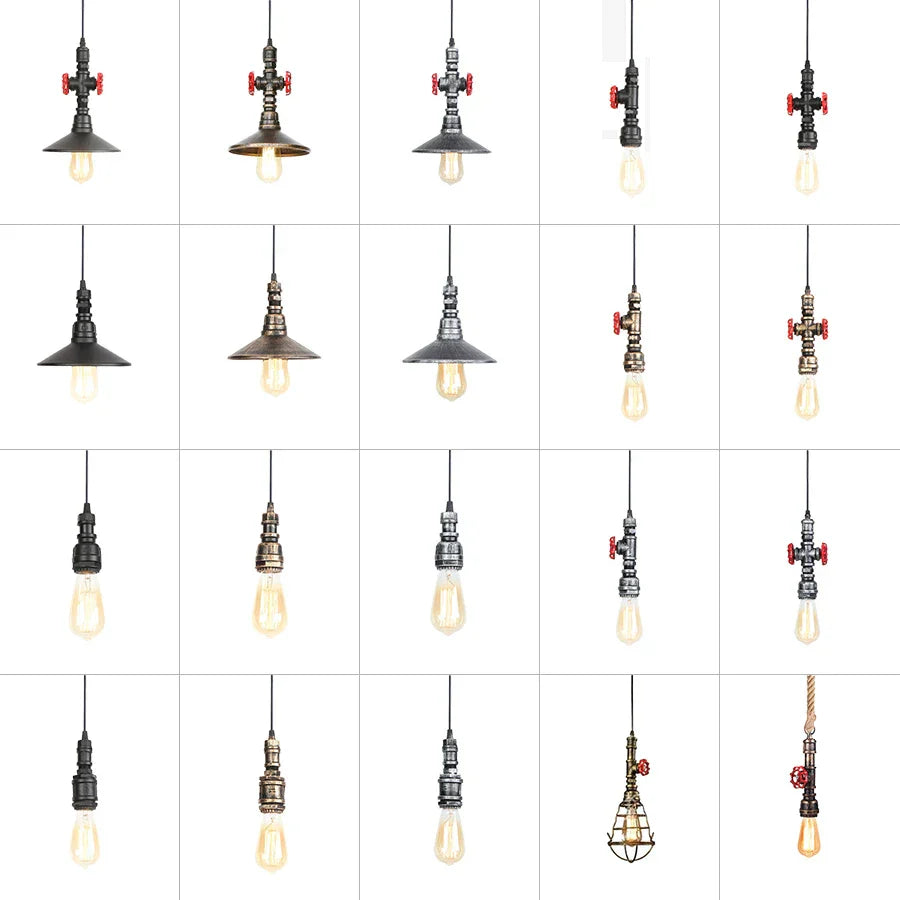 DecorBites™ Iron Pipe Pendant Lights Holder Retro Loft Indoor Ceiling Hanging Lamp