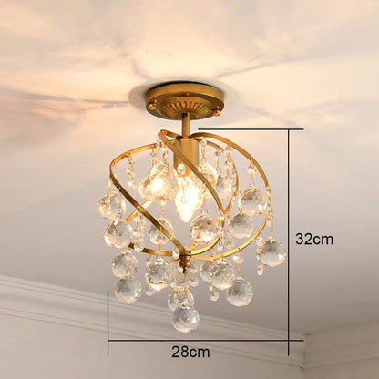 DecorBites™ Gold Crystal Round Ceiling Chandelier for Living Room LED Light Fixtures