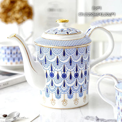 DecorBites™ Bone China Tea Pot: Elegant European Porcelain Coffee Pot for Tea Lovers.