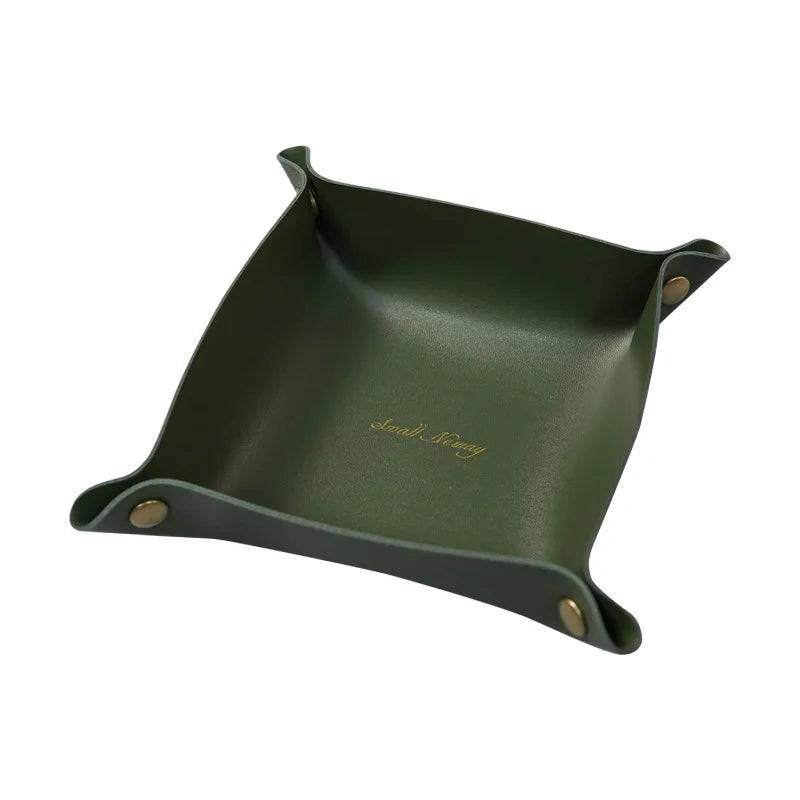 DecorBites™ Leather Desktop Organizer Tray: Home/Office Cosmetics, Jewelry, Key Storage Holder