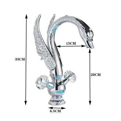 DecorBites™ Golden Swan Crystal Handle Basin Faucet - Deck Mount Luxury Bathroom Mixer