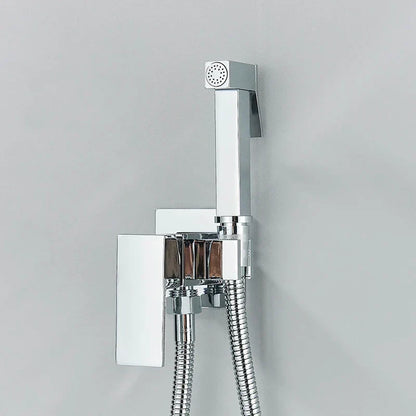 DecorBites™ Brass Bidet Faucet: Cold Hot Water Mixer, Square Shower Sprayer Head, Toilet Tap