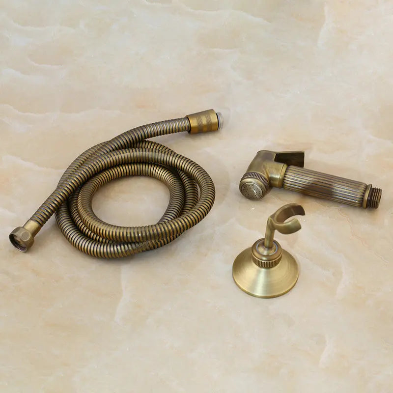 DecorBites™ Antique Brass Bidet Faucet Wall Mount with Hand Shower - Bathroom Accessory
