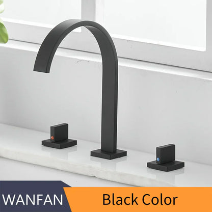 DecorBites™ Brass Chrome Bathroom Sink Faucets Deck Mounted Double Handle Hot Cold Tap