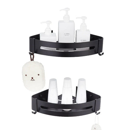 DecorBites™ Black Aluminum Bathroom Corner Shelf Wall Mounted