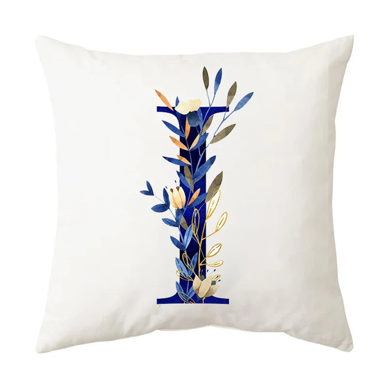 DecorBites™ Blue Alphabet Flower Letter Pillowcase for Home Decor