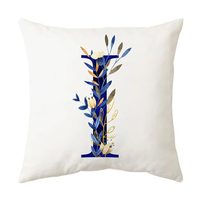 DecorBites™ Blue Alphabet Flower Letter Pillowcase for Home Decor