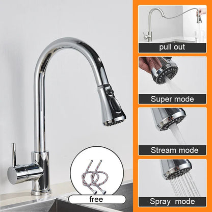 DecorBites™ Black Pull Out Kitchen Sink Faucet - Deck Mounted Stream Sprayer Kitchen Mixer Tap