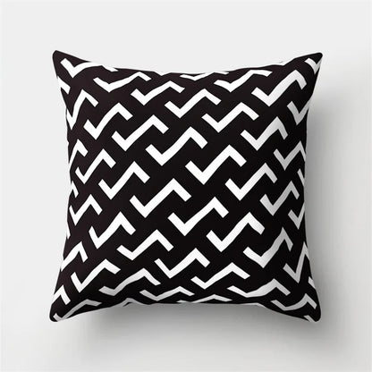 DecorBites™ Geometric Star Print Pillow Cover for Home Decor - Black & White Square Texture