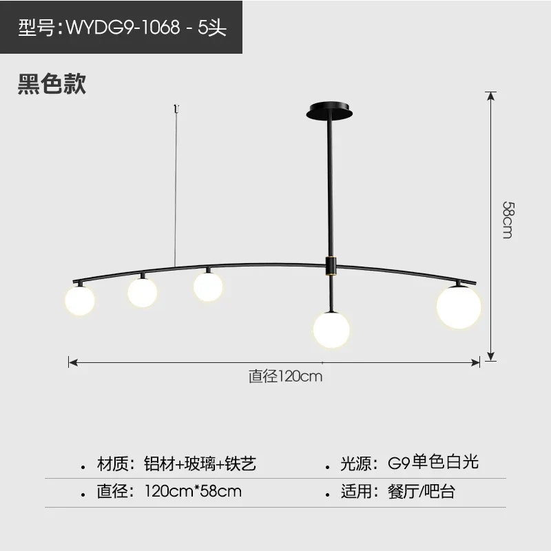 DecorBites™ Bubble Iron Chandelier: Minimalist Nordic Kitchen Restaurant Island Light