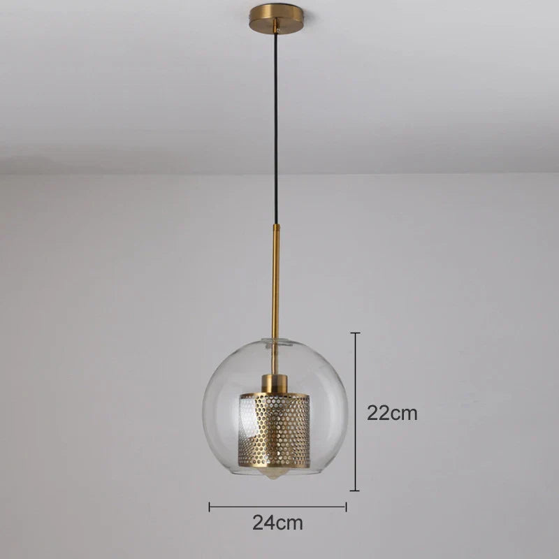 DecorBites™ Gold Mesh Glass Ball Pendant Light Industrial Kitchen Fixture