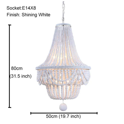 DecorBites™ Black Wood Beaded Pendant Chandelier - Antique Nordic Lighting for Foyer, Dining, Bedroom