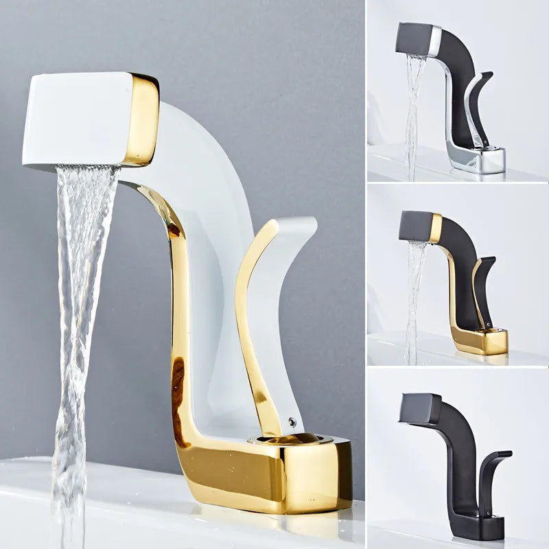 ™ Gold Brass Basin Faucet Cold Hot Water Mixer Sink Tap Deck Mount
