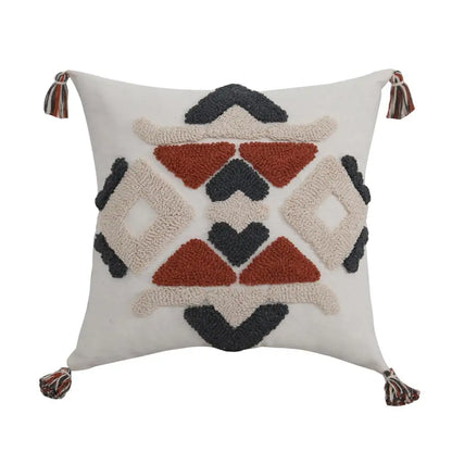 DecorBites™ Boho Style Embroidered Pillow Cover with Tassels for Living Room & Bedroom