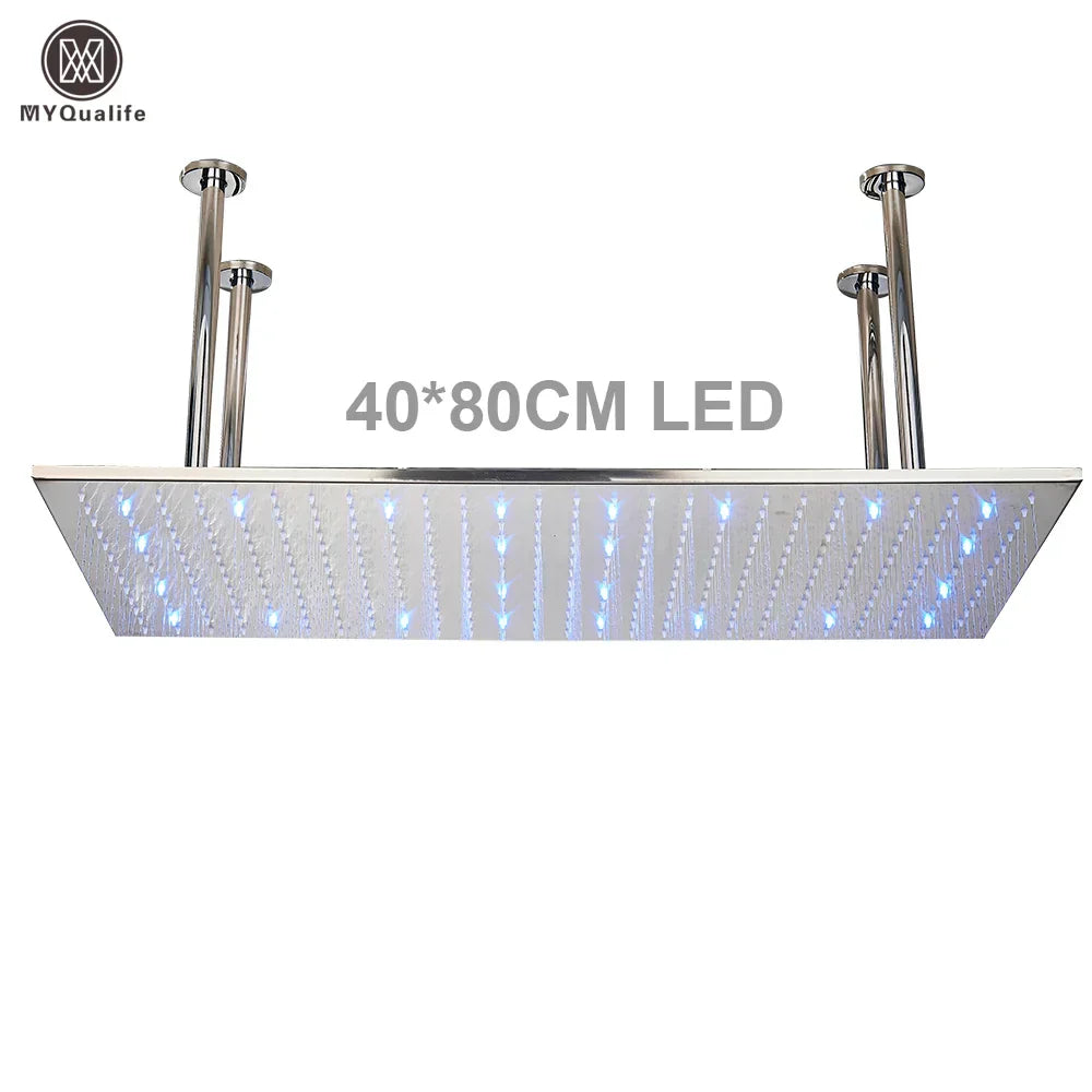 DecorBites™ 16"x32" LED Rainfall Shower Head - Color Changing Luxury Square Design