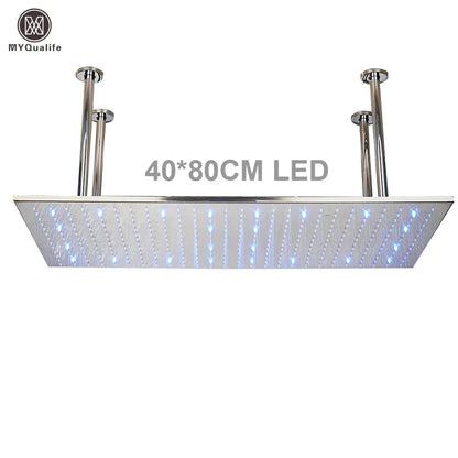DecorBites™ 16"x32" LED Rainfall Shower Head - Color Changing Luxury Square Design