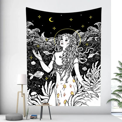 DecorBites™ Boho Girl Tapestry: Hippie Yoga Mat, Sofa Blanket, Home Decor Art