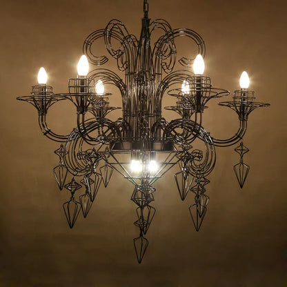 DecorBites™ Iron Baroque E14 LED Chandelier Suspension Lighting for Foyer