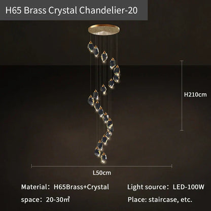 DecorBites™ Crystal Diamond Chandelier for Duplex Building Stairwell Loft Pendant Lighting