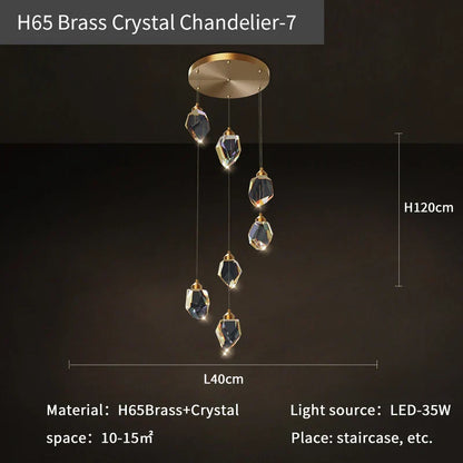 DecorBites™ Crystal Diamond Chandelier for Duplex Building Stairwell Loft Pendant Lighting