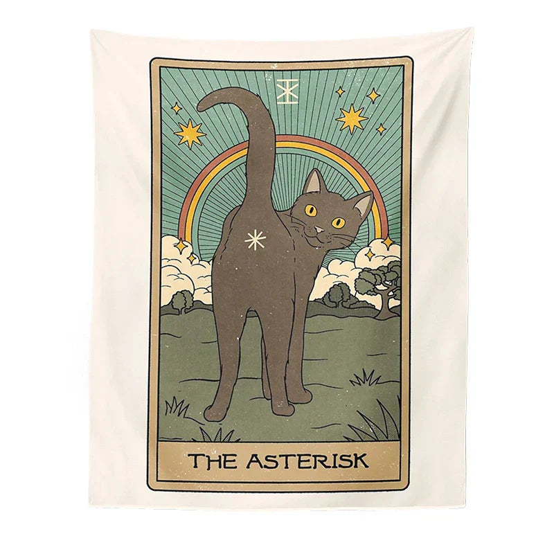 DecorBites™ Cat Divination Tarot Card Tapestry Moon Phase Wall Hanging Décor