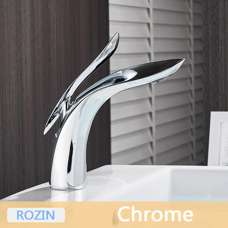 ™ Golden Rose Bathroom Faucet Waterfall Basin Mixer Taps - Luxury Single Hole