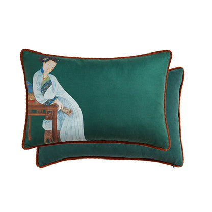 DecorBites™ Court Puppy Print Fur Fringed Bolster Pillowcase Decorative Throw Pillow Cover