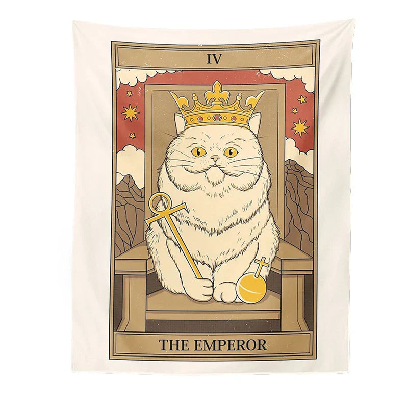 DecorBites™ Cat Divination Tarot Card Tapestry Moon Phase Wall Hanging Décor