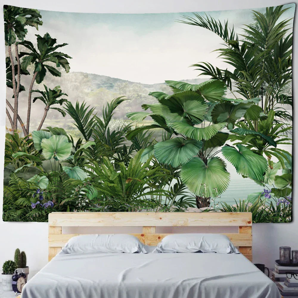 DecorBites™ Banana Tree Tapestry Wall Hanging: Psychedelic Hippie Oil Painting, Tropical Plant Background Boho Decor