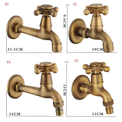 DecorBites™ Antique Brass Wall Mount Bibcock Garden Faucet Small Pool Tap