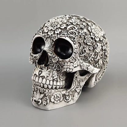 DecorBites™ 20cm Carved Skull Figurine Halloween Home Decor Craft Sculpture Ornament