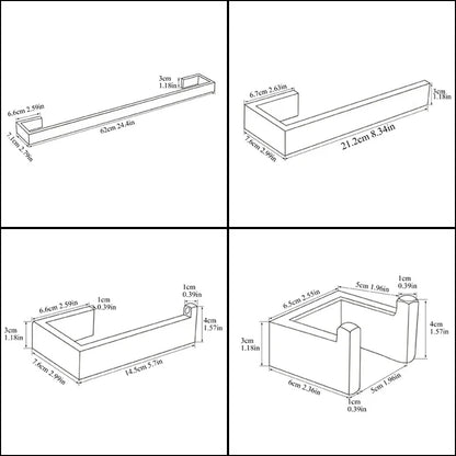 DecorBites™ Brushed Bath Hardware Set: Robe Hook, Towel Bar, Shelf, Tissue Holder, Toothbrush Stand