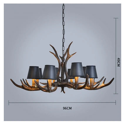 DecorBites™ Antler Resin Chandelier: American Country Retro Style LED Hanging Lamp