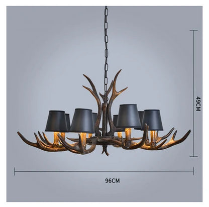 DecorBites™ Antler Resin Chandelier: American Country Retro Style LED Hanging Lamp
