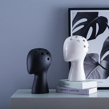 DecorBites™ Human Head Ceramic Vase for Nordic Style Flower Arrangement