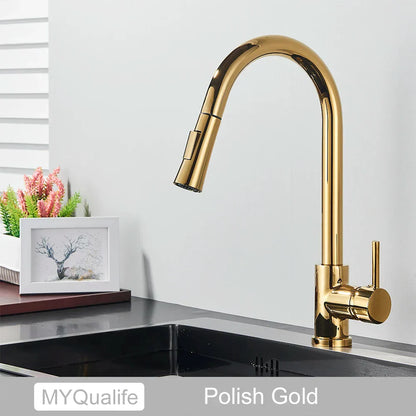 DecorBites™ Gold Kitchen Faucet with Touch Sensor Control for Sensitive Mixer Experience