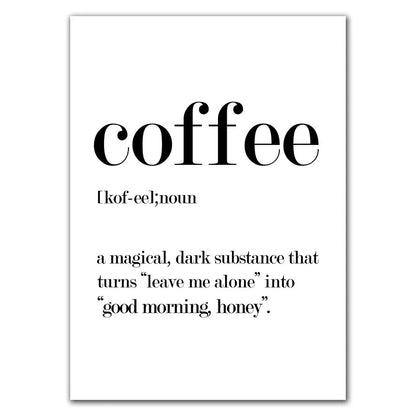 DecorBites™ "Awakened Aromas" Canvas Print - Nordic Black & White Coffee Quotes