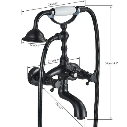 DecorBites™ Brass Bathtub Shower Faucet Set with Dual Knobs and Handshower