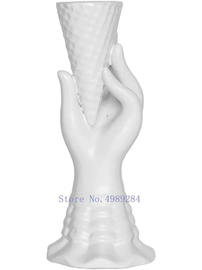 DecorBites™ Abstract Character White Ceramics Vase Home Decor Handcrafted Modern Flower Arrangement