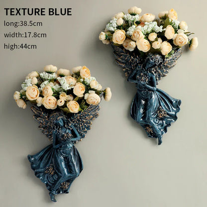 DecorBites™ Angel Vase Wall Decoration Resin Shelf Art Mural Living Room Cupid Flowerpot