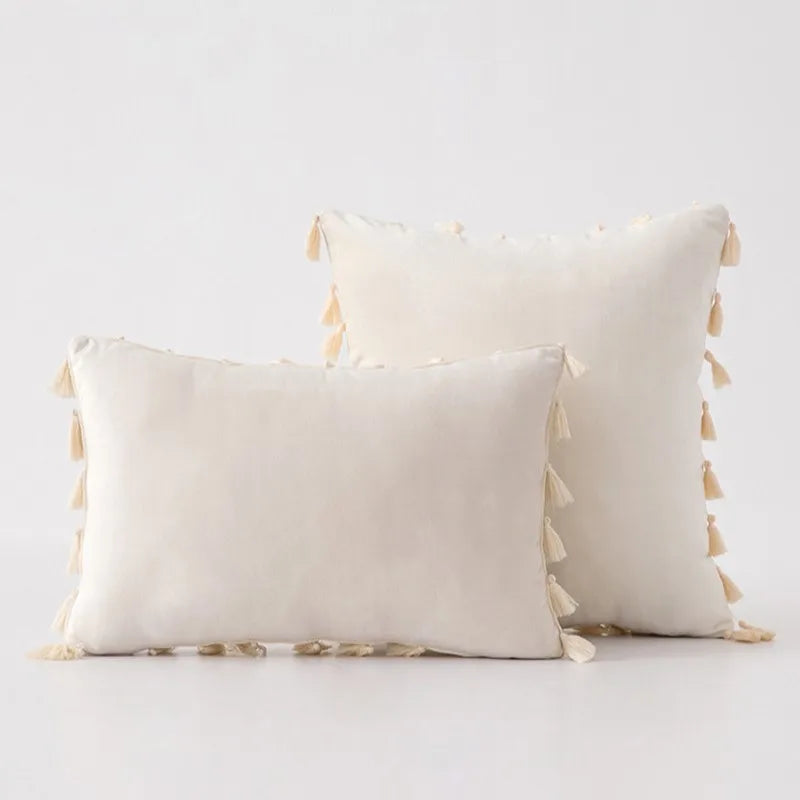DecorBites™ Boho Tassel Fringe Orange Pillow Covers Pack for Home Decor