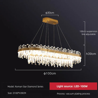 DecorBites™ Circular Double-layer Crystal Chandelier for Living Room Dining Room Led Pendant