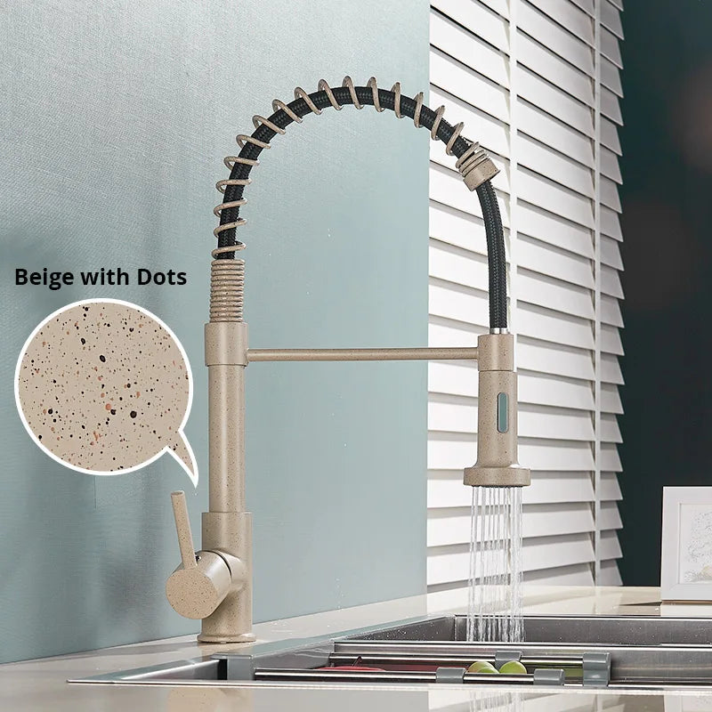 DecorBites™ Brushed Nickel Pull Down Kitchen Faucet - 360° Rotation Hot Cold Water Mixer