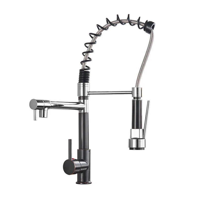 DecorBites™ Brass Kitchen Faucet Spring Swivel Spout Hot Cold Water Mixer Taps
