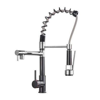 DecorBites™ Brass Kitchen Faucet Spring Swivel Spout Hot Cold Water Mixer Taps