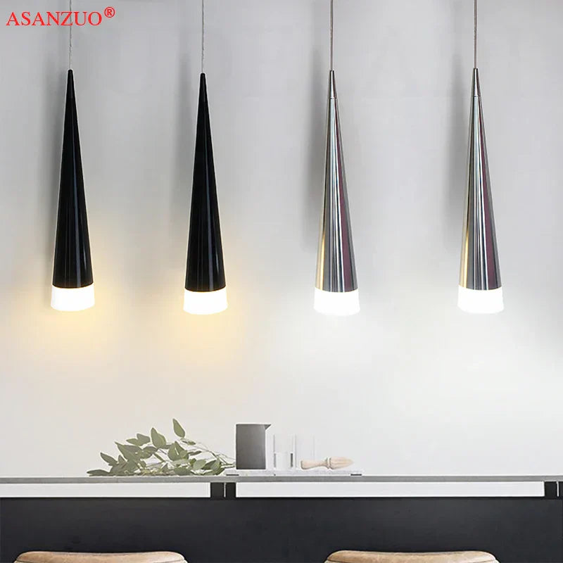 DecorBites™ 5W LED Pendant Light - Silver/Black Aluminum Tube Fixture for Kitchen Island
