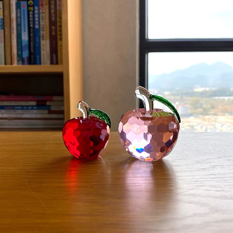 DecorBites™ 3D Crystal Yellow Apple Glass Paperweight Figurine Ornaments - Office Desktop Decoration