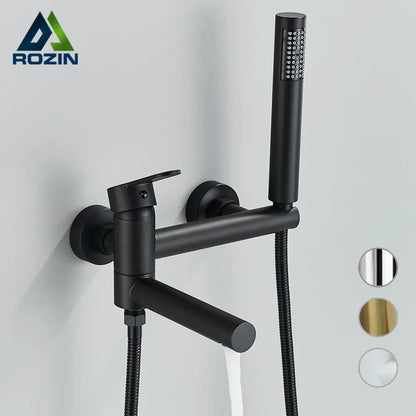 DecorBites™ Gold Bathtub Faucet with Swivel Tub Spout & Full Shower Set.